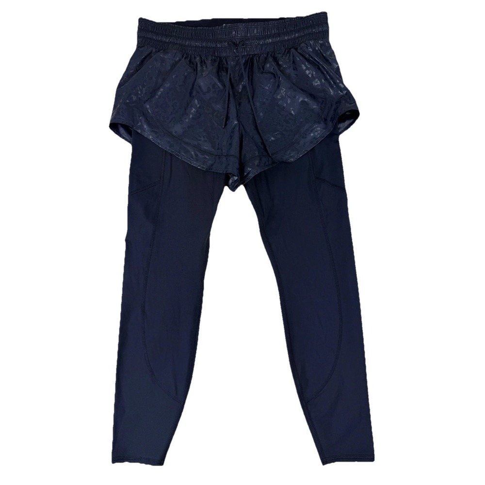 Athleta Rainier High Waist 2 in 1 Tights Women's Large Navy Blue